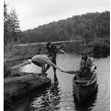 Girls cabin on a canoe trip with Joe Solomon (tripper), Camp Timberlane, ca. 1964.  Ontario Jewish Archives, Blankenstein Family Heritage Centre, accession 2015-6-6.|
